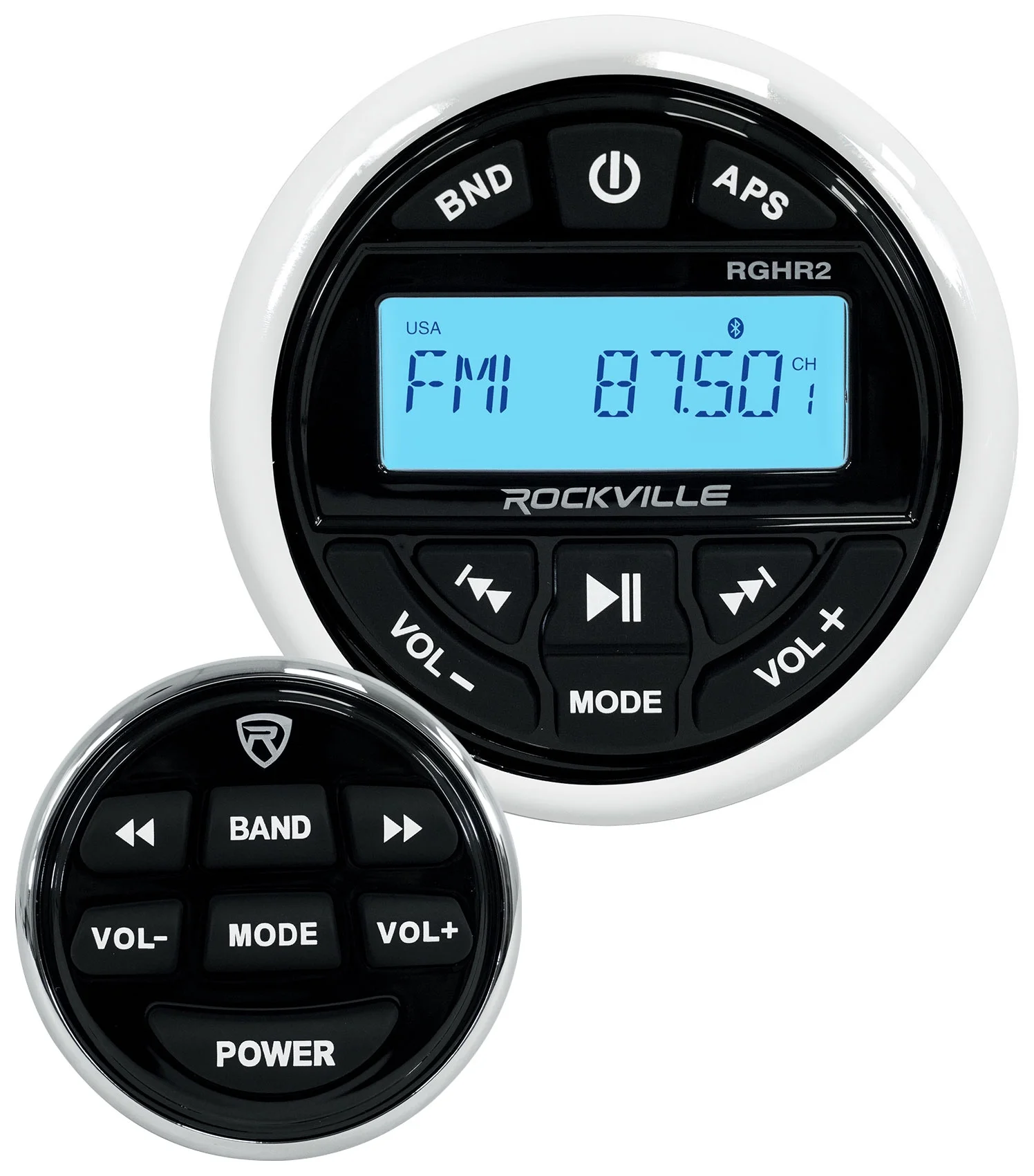 Rockville Marine Bluetooth Receiver+4) 6.5" Wakeboards+2) LED Speakers+6-Ch Amp