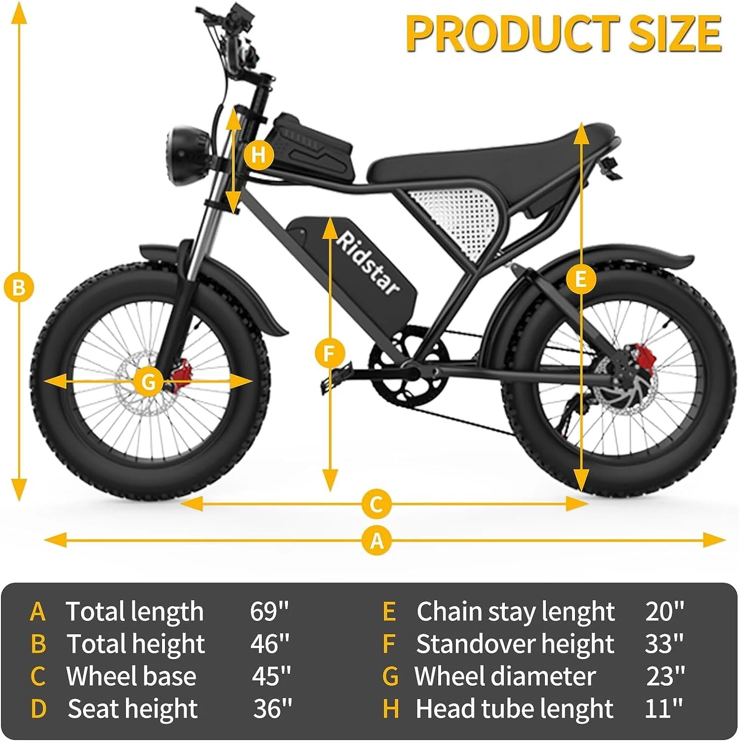 Electric Bike for Adults Ridstar, 20 Fat Tire Electric Motorcycle,1000W Electric Bike with Removable 48V/20Ah Battery E-Bike Shimano 7 Full Suspension Electric Bicycle