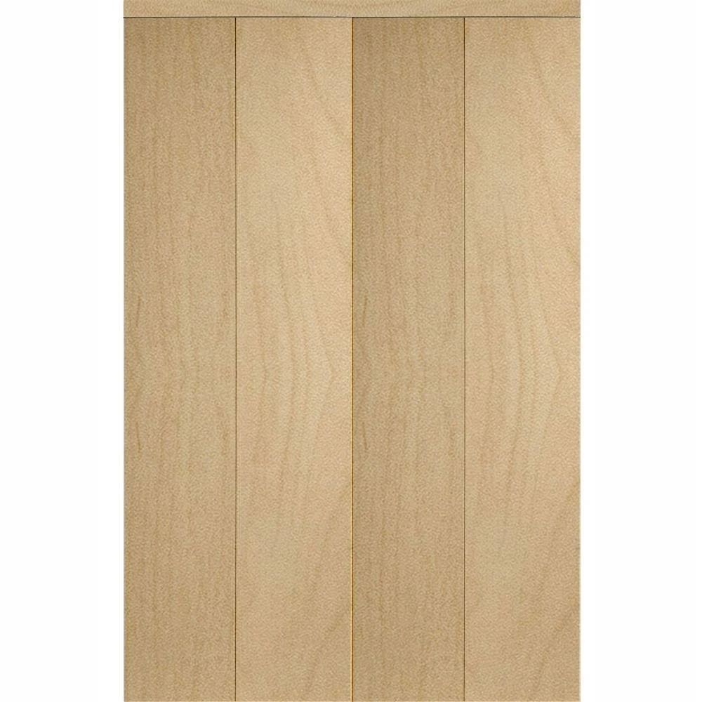 Impact Plus 42 in. x 80 in. Smooth Flush Stain Grade Maple Solid Core MDF Interior Closet Bi-Fold Door with Matching Trim