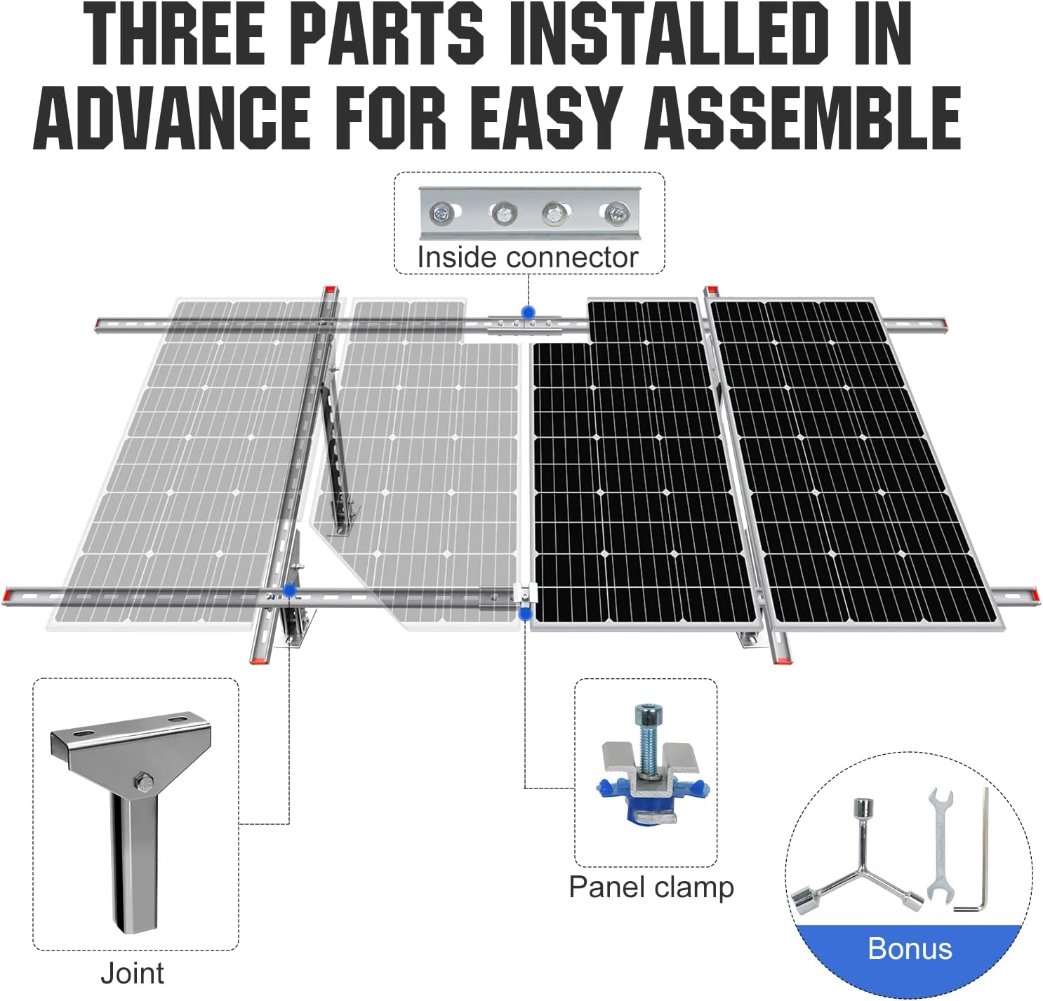 ECO-Worthy Adjustable Multi-Pieces Solar Panel Mounting Brackets Kit System for 1-4pcs Solar Panels