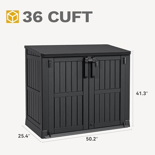DWVO Outdoor Weather-Resistant Horizontal Storage Shed, 35 Cu Ft Capacity, Lockable and Waterproof, Suitable for Storing Garden Tools, Light Gray