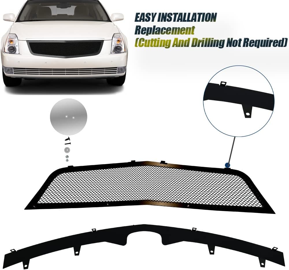 Stainless Steel Black Mesh Grille Grill Insert Fits 2006 2007 2008 2009 2010 Cadillac DTS