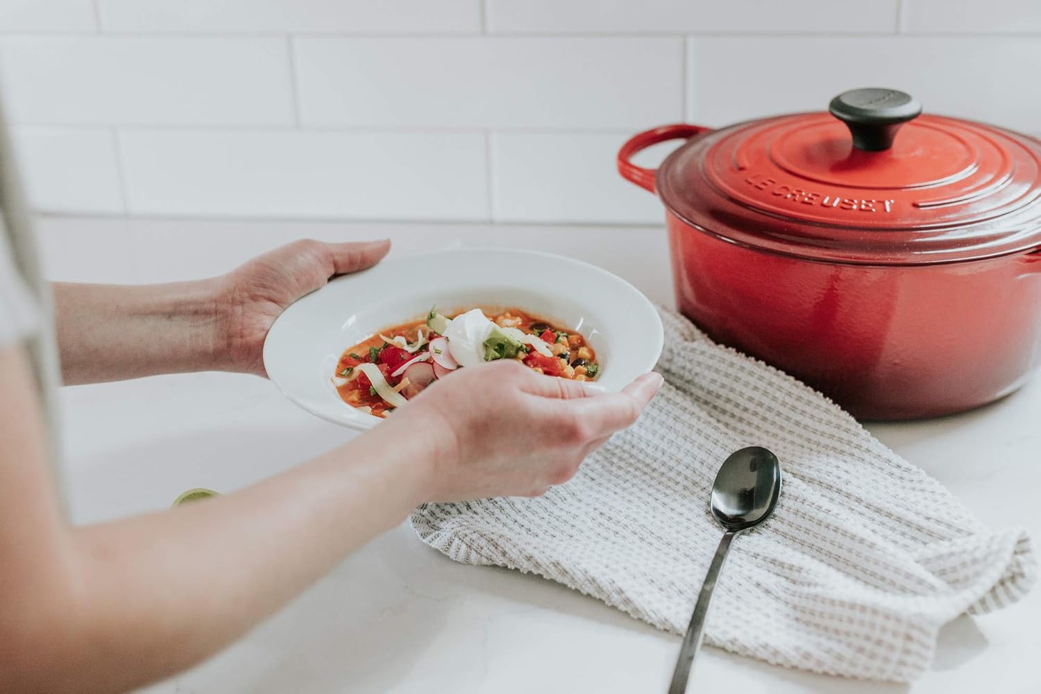 Le Creuset Enameled Cast Iron Signature Round Dutch Oven, 7.25 qt., Cerise