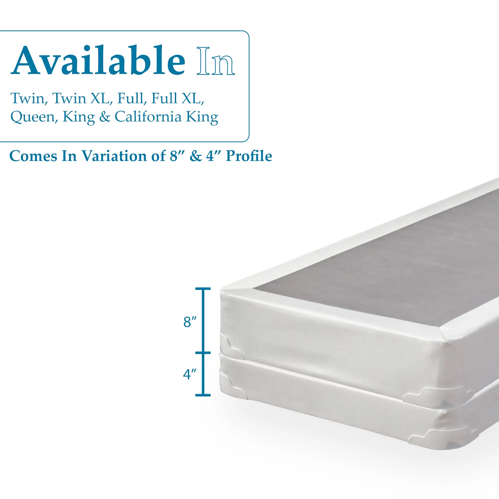 Wayton, 4" Split Fully Assembled Wood Box Spring for Mattress, Twin, White