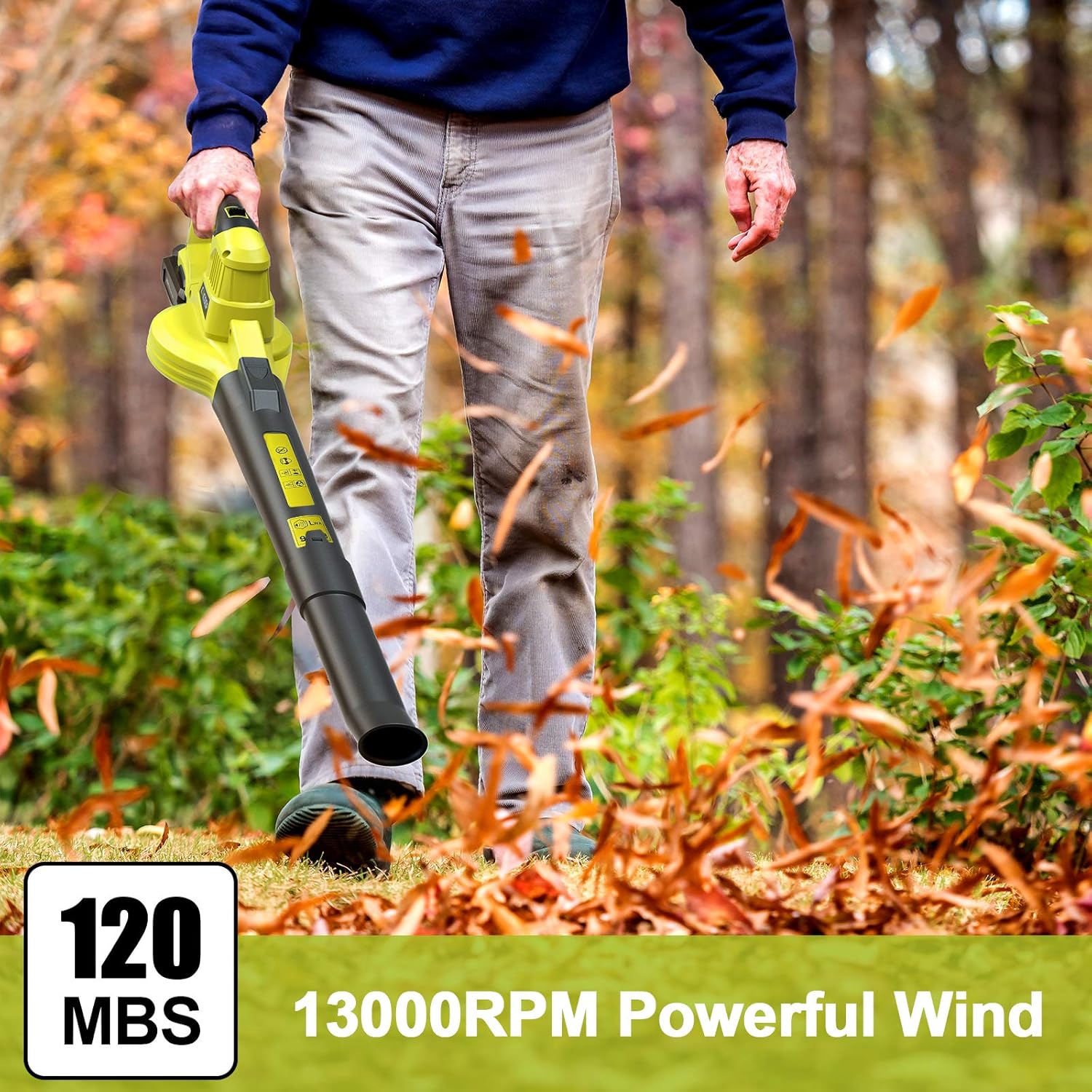 CACOOP Cordless Leaf Blower w/ Battery,2 Speed Variable,Extendable Battery Powered Patio Air Blower Lightweight Portable for Garden Patio Grass Clean(20V MAX)