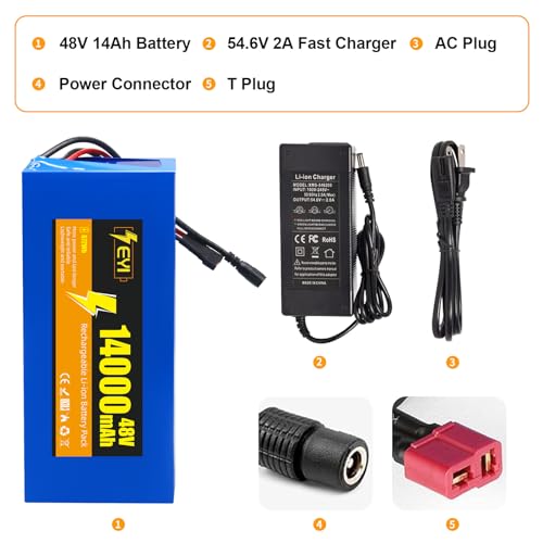 36V Ebike Battery 10Ah Lithium Battery Electric Bike Battery Replacement for 200-1000W Electric Bike Bicycle Scooter Motor with 2A Fast Charger, T-Plug, and 30A BMS (36V 10Ah with charger kit)