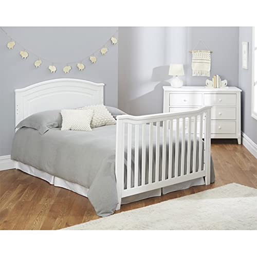 SORELLE FURNITURE Berkley Round Top Crib, Classic 4-in-1 Convertible Crib, Made of Wood, Non-Toxic Finish, Wooden Baby Bed, Toddler Bed, Child’s Daybed and Full-Size Bed, Nursery Furniture-Gray