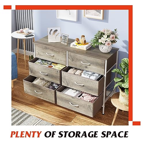 WLIVE 9 Drawer Dressers, Modern Large Wood Dresser Chest for Bedroom Organize with Sturdy Metal Handle, TV Stand for 75 inch TV, Living Room Office, Hallway, Ball Bearing Slide, Grey Oak (63" W)