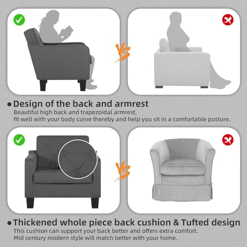 STHOUYN Living Room Chairs Accent Chairs Set of 2, Waiting Room Arm Chairs, Reading Chairs for Bedroom Comfy Club Chair Tufted, Office Small Space (1, Blue)
