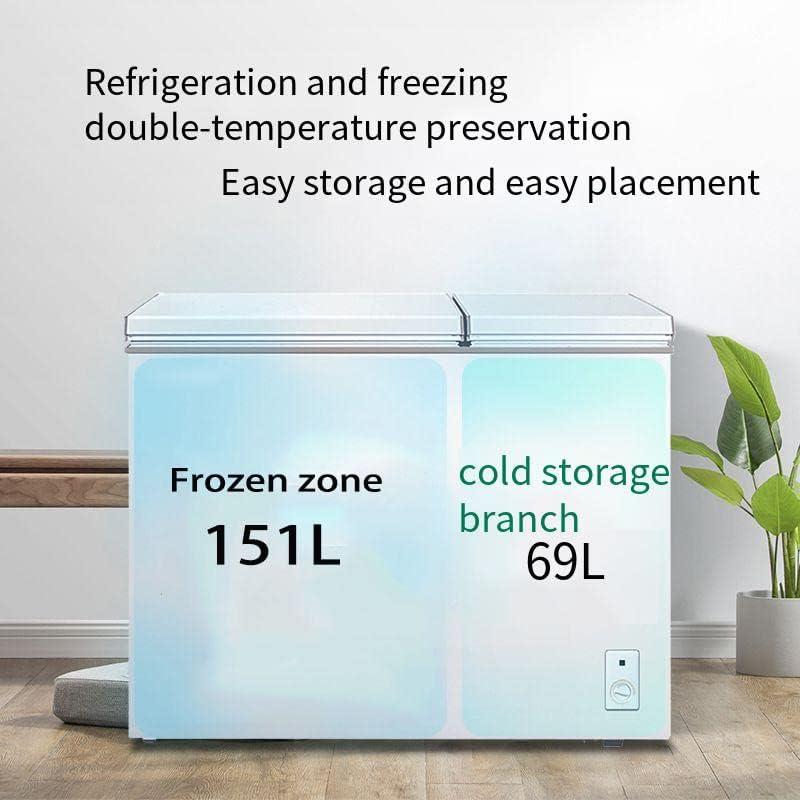 Chest Freezer 7.7 Cu.ft Double Door Deep Freezers with Removable Baskets,with 7 Temperature Settings, Perfect for Homes, Garages, Basements, RVs, White