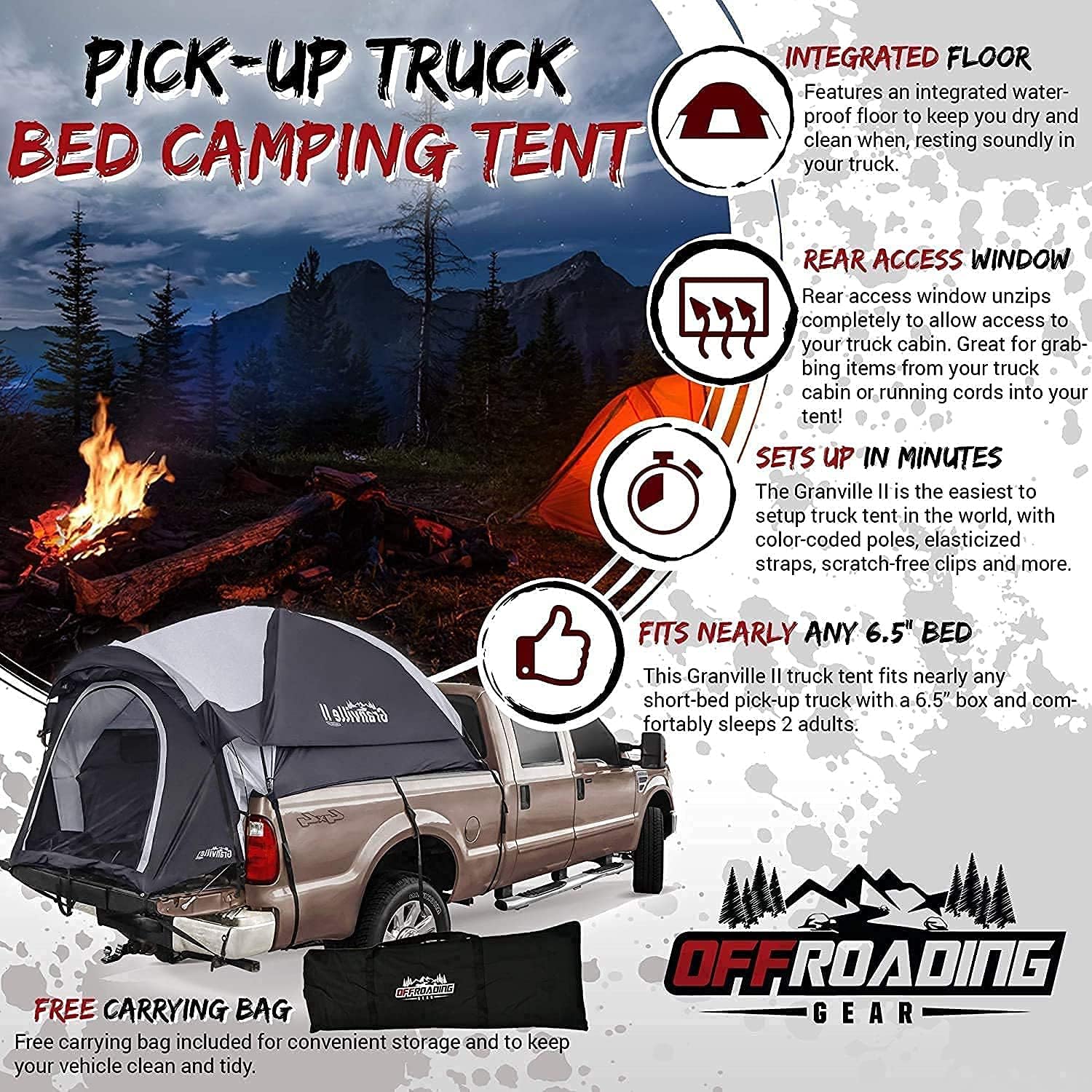 Truck Bed Tent, 6.5' Box Length Without Front Awning