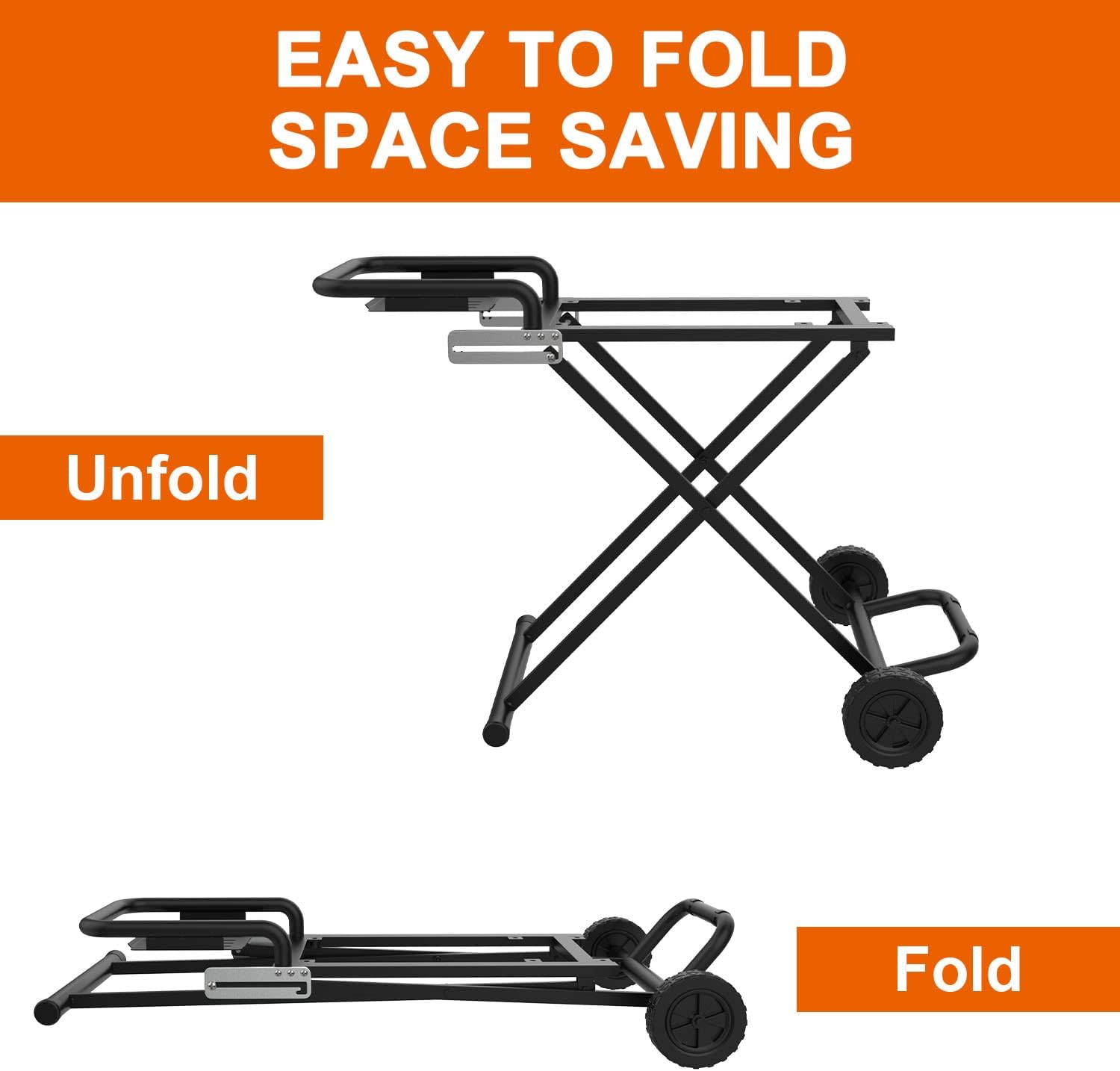 Portable Grill Cart for Blackstone 17 Inch & 22 Inch Table Top Griddles, Folding Cart Griddle Stand with Side Shelf for Blackstone 17" 22" Grills, Backyard, Camping and Outdoor Cooking
