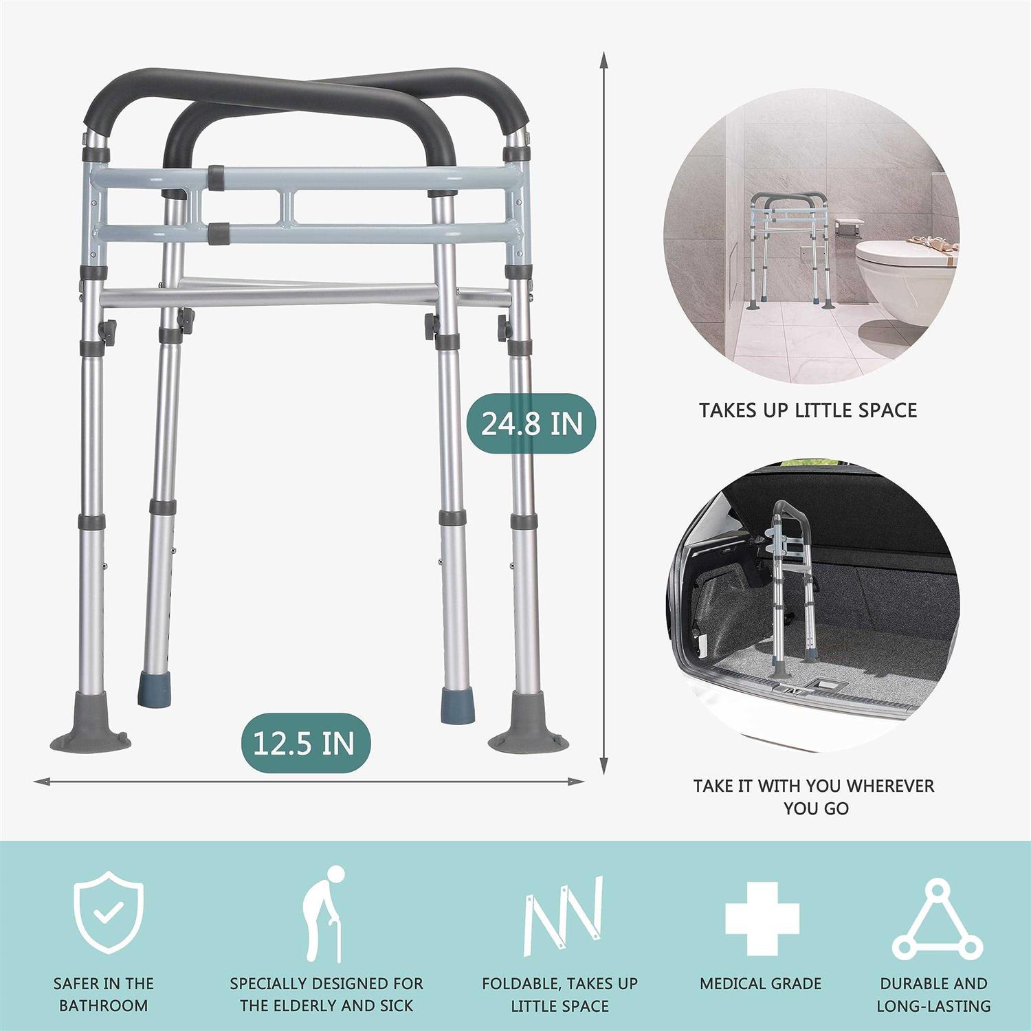 lianjindun FSA/HSA Eligible Toilet Safety Rails Adjustable Toilet Safety Frame for Elderly