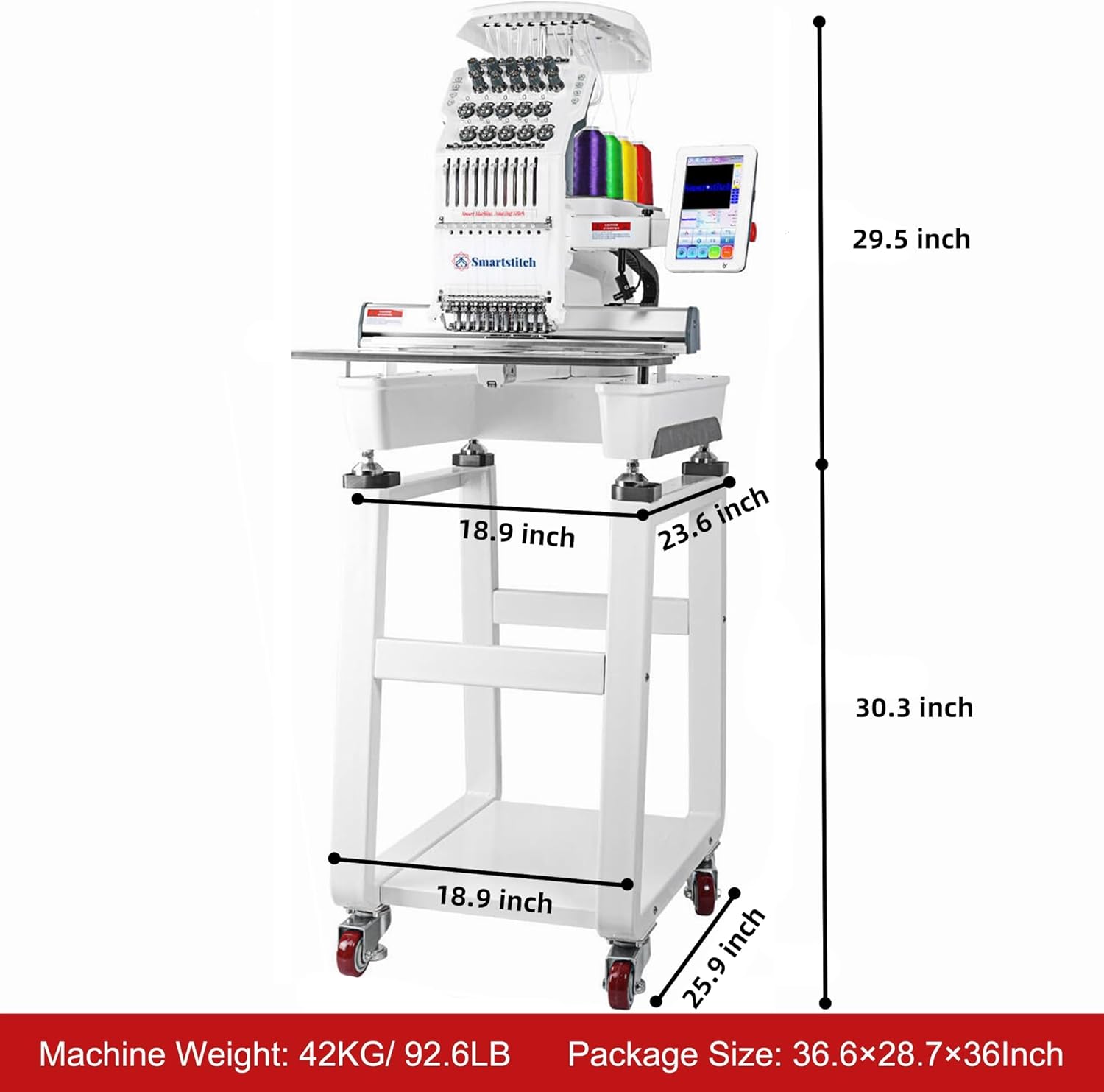 S-1001 Upgraded Embroidery Machine with 10 Needles, 1200SPM Max Speed, 7" Touch Screen, 9.5"x14.2" Embroidery Area, New Gen of Commercial Embroidery Machine for Flat, Hat, T-shirt and more