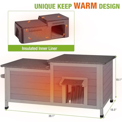 GUTINNEEN Outdoor Cat House Insulated for Winter Weatherproof Feral Cat Shelter