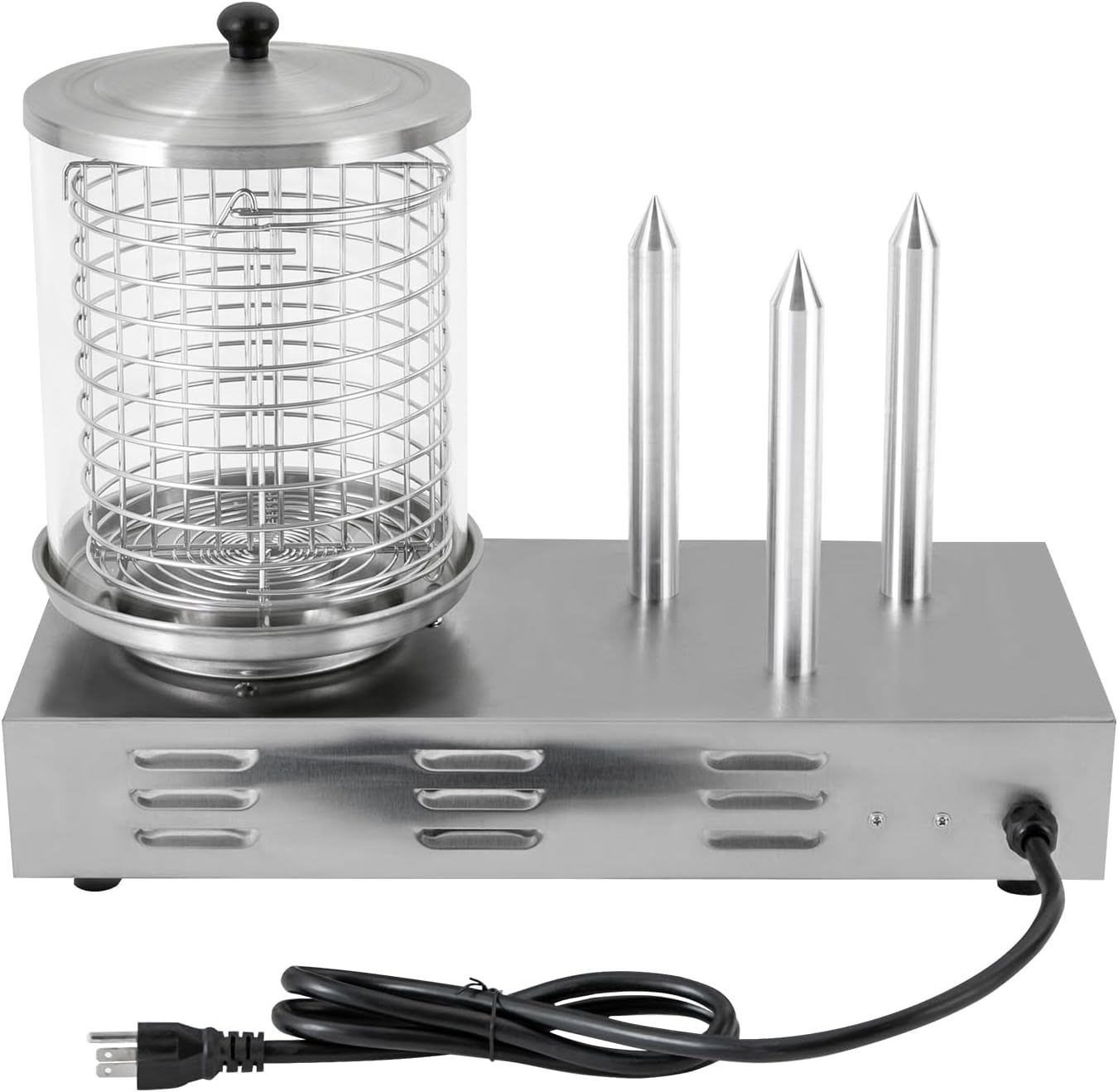 Electric Hot Dog Steamer & Bun Warmer Steamer Stainless Steel Portable Commercial Hot Dog Machine with Bun Warmer for Hot Dogs Sausages 86-230℉ 19.72x10.94x14.57in