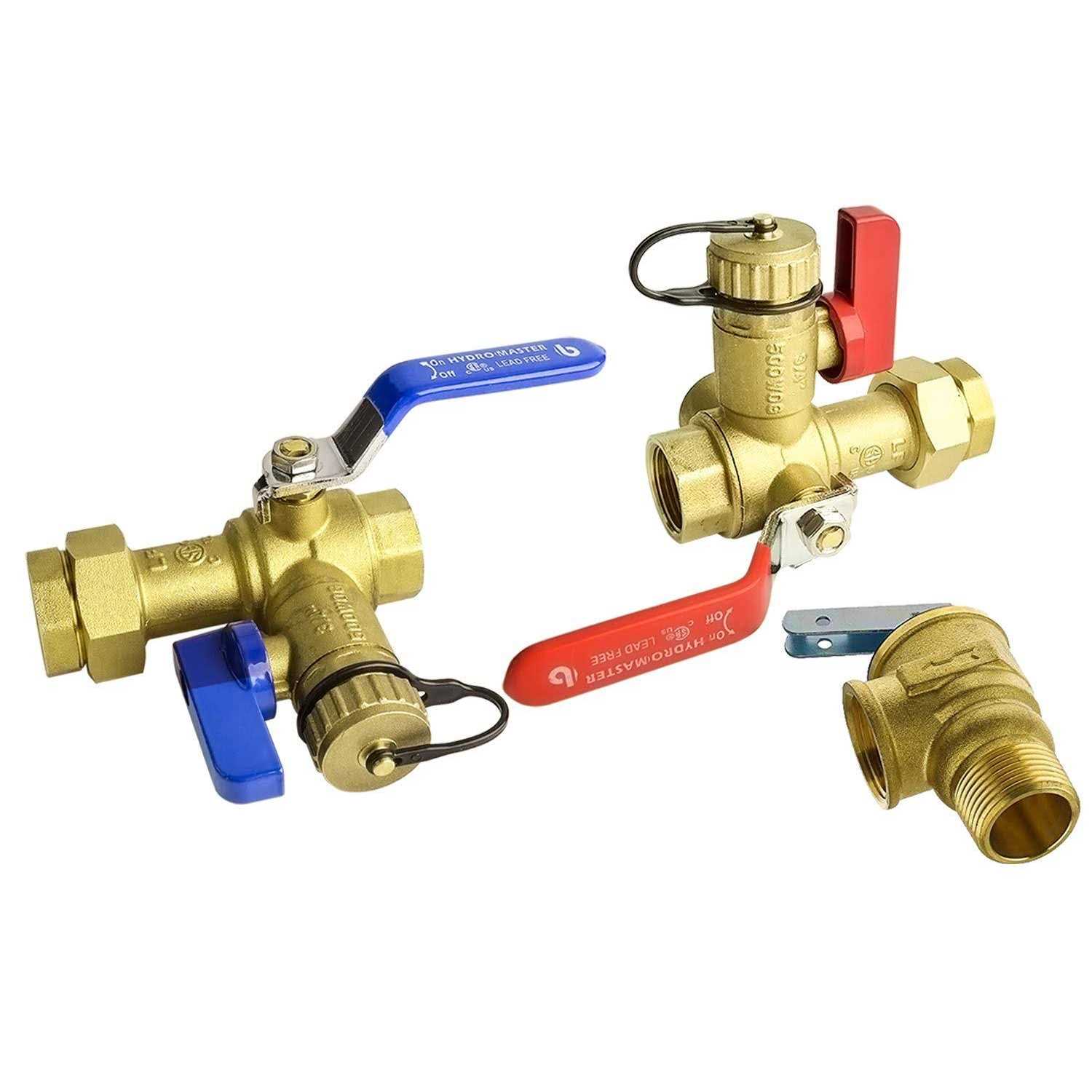 Hydro Master 3/4inch IPS Isolator Tankless Water Heater Service Valve Kit with Pressure Relief Valve