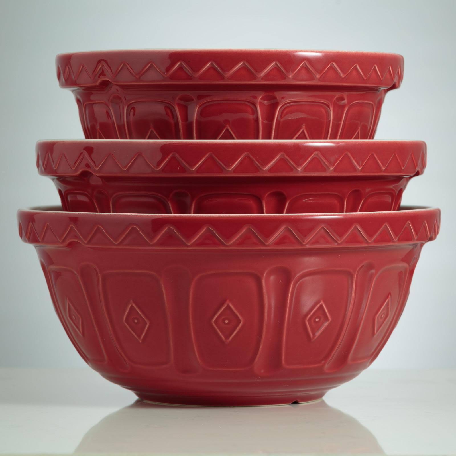 Mason Cash Cane 3-Piece Red Mixing Bowl Set