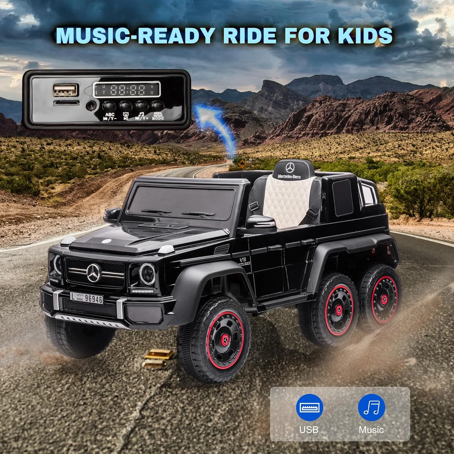 Yiteng Power Toddler Wheels Car, 24V Electric Ride on Kids Car for Toddlers Ages 3-8 Years, 6 Wheels Mercedes-Benz Baby Vhicle with Remote Control Music&Lights, Boys&Girls Birthday Gift (Black)