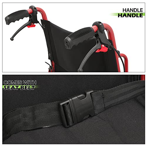 Magshion Wheelchairs for Adults with Swing-Away Footrest and Flip Back Backest Foldable Lightweight 16 inch Wide Seat Wheel Chair for Storage and Travel Use, 300 lbs
