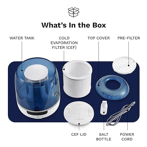 Air Purifier and Humidifier Combo, Air Purifier for Home Bedroom, Hypochlorous Acid Eliminates Bacteria Viruses Mold, Cleans & Moisturizes Air, Odor Eliminator Smoke Pets Mildew for Large Room