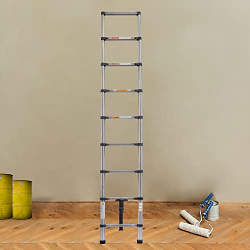 Telescoping Ladder 20FT Compact Extension Ladder with 2 Detachable Roof Hooks Aluminum Lightweight Collapsible Ladder for Home, RV, 330lbs Max Capacity