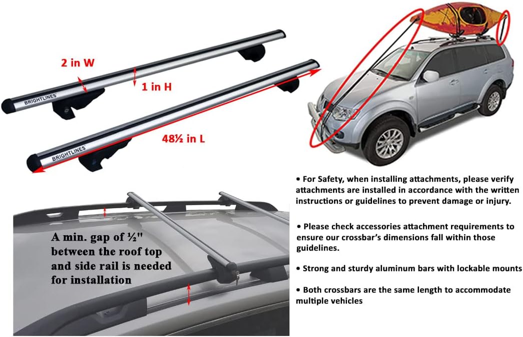 BRIGHTLINES Cross Bars Roof Luggage Bars Roof Racks Compatible with 2014-2022 Jeep Cherokee