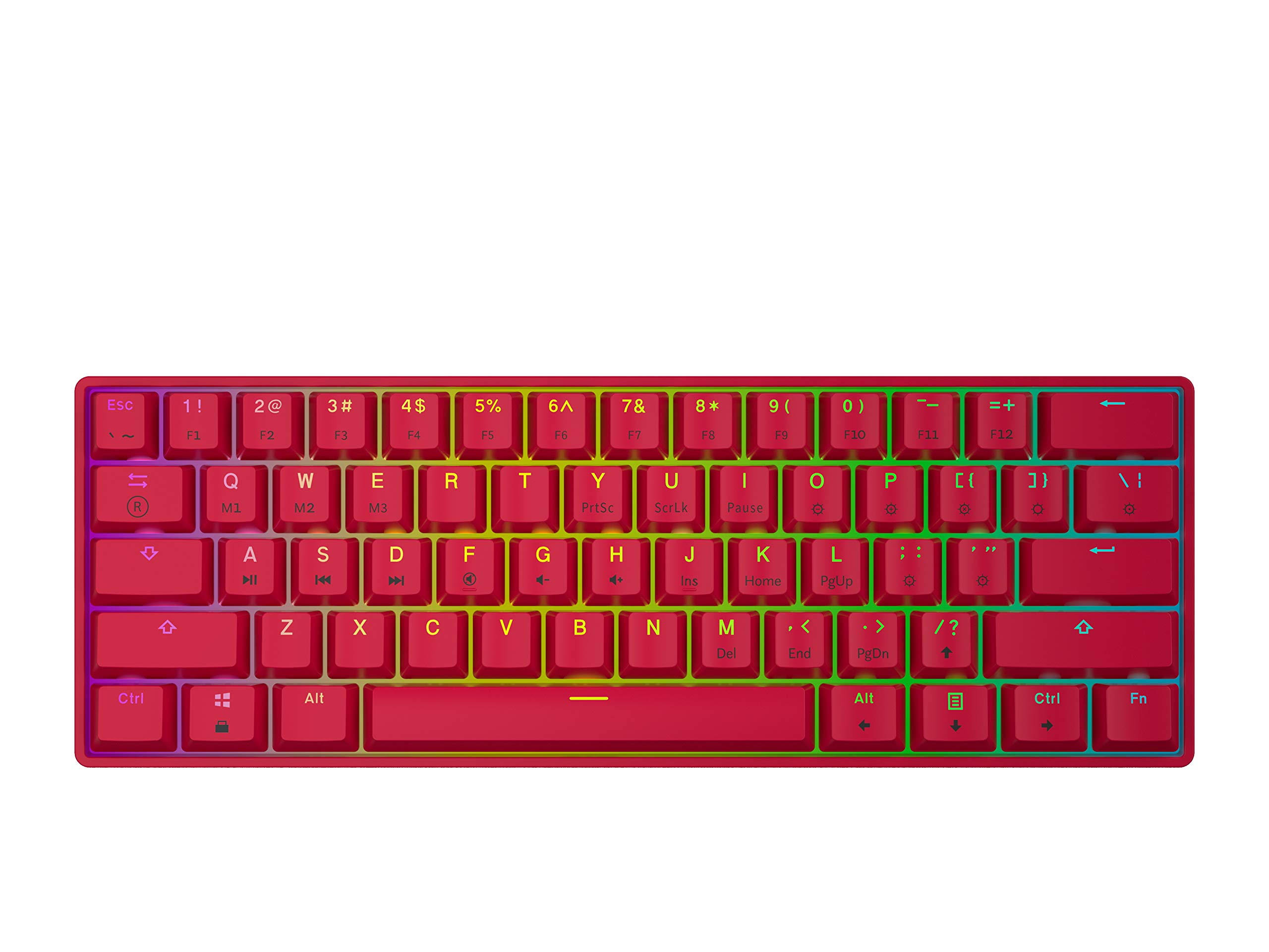 GK61 Mechanical Gaming Keyboard - 61 Keys Multi Color RGB Illuminated LED Backlit Wired Programmable for PC/Mac Gamer (Gateron O
