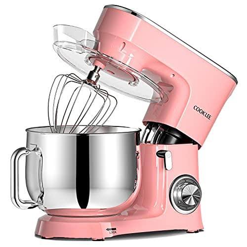 COOKLEE Stand Mixer, 9.5 qt. 660W 10-Speed Electric Kitchen Mixer with Dishwasher-Safe Dough Hooks, Flat Beaters, Shield Attachm