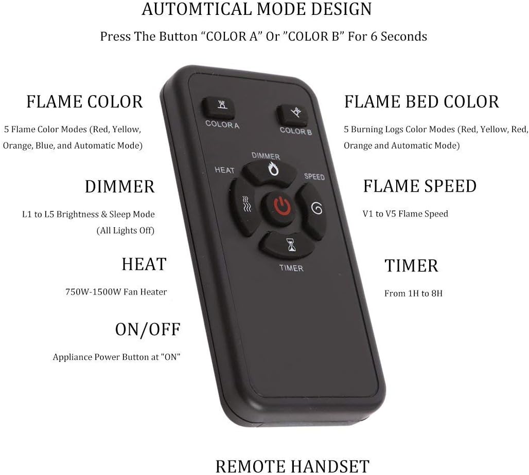 R.W.FLAME 36" Electric Fireplace Insert ,Recessed Electric Stove Heater,Touch Screen,Remote Control,750W-1500W with Timer & Colorful Flame Option