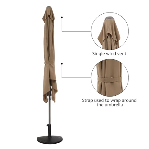 COBANA 7.5’ by 4’ Half Rectangular Outdoor Patio Umbrella with Base Included, Perfect for Balcony, Garden, Deck