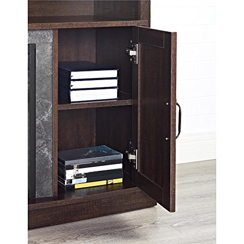 Ameriwood Home Barrow Creek Fireplace TV Stand for TVs up to 60 Inch, Replaceable Electric Fireplace Insert Heater, Remote Control, Timer, Realistic Log and Flame Effect, Espresso