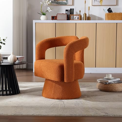 Accent Chair Round Armchairs with Wide Upholstered Modern Reading Seating for Living Room Bedroom Balcony Office Fashionable and Classic Style Rose Red 26.38x21.65x29.13 Inches
