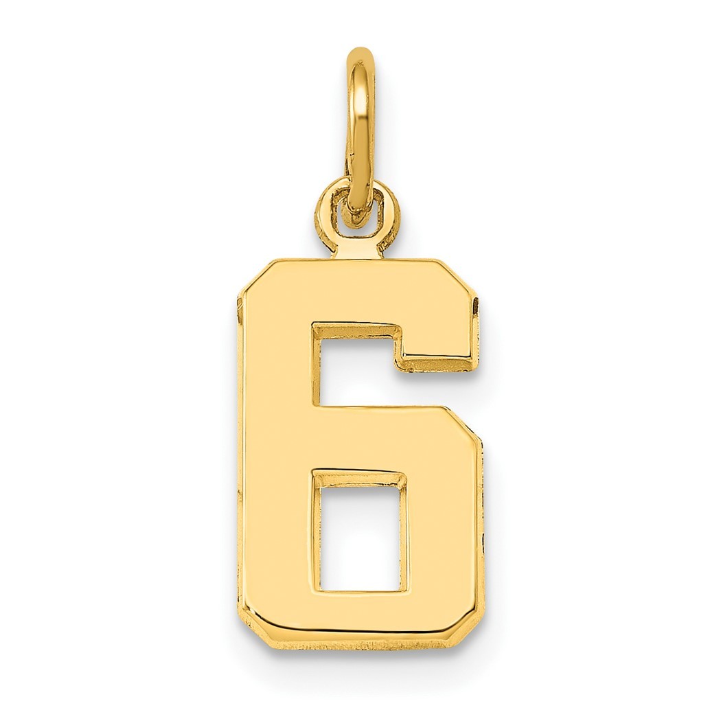 7mm 10k Yellow Gold Casted Small Polished Sport game Number 6 Charm Pendant Necklace Jewelry Gifts for Women