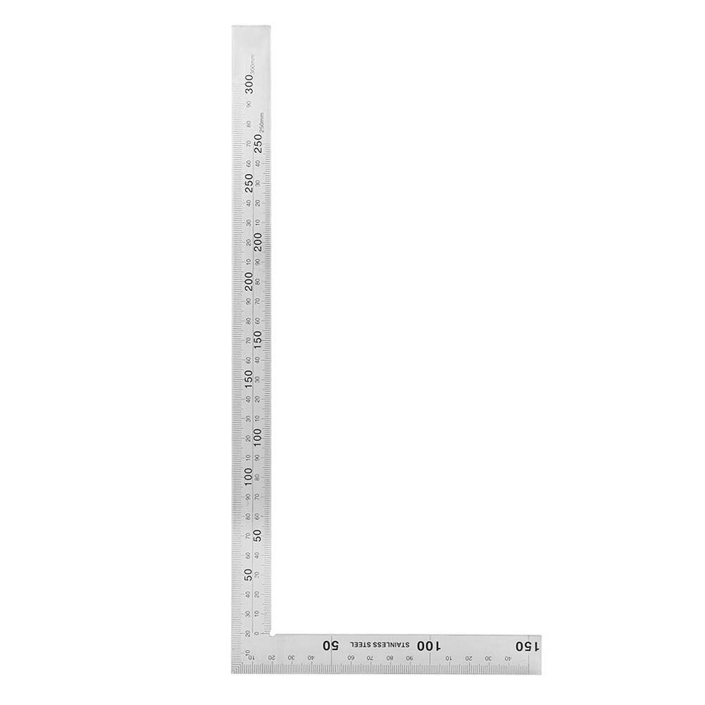 L-Shaped Framing Square Stainless Steel 90 Degree Right Angle Square Ruler Carpenter��s Square Metal Measurement Square Tool(300mm150mm)