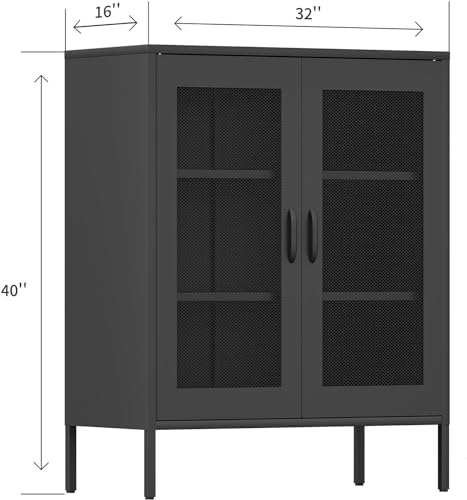 Metal Storage Cabinet, 70" Tall Metal Garage Cabinet with 4 Adjustable Shelves,Kicthen Storage Cabinet for Home, Office, Kitchen, Craft Space Black