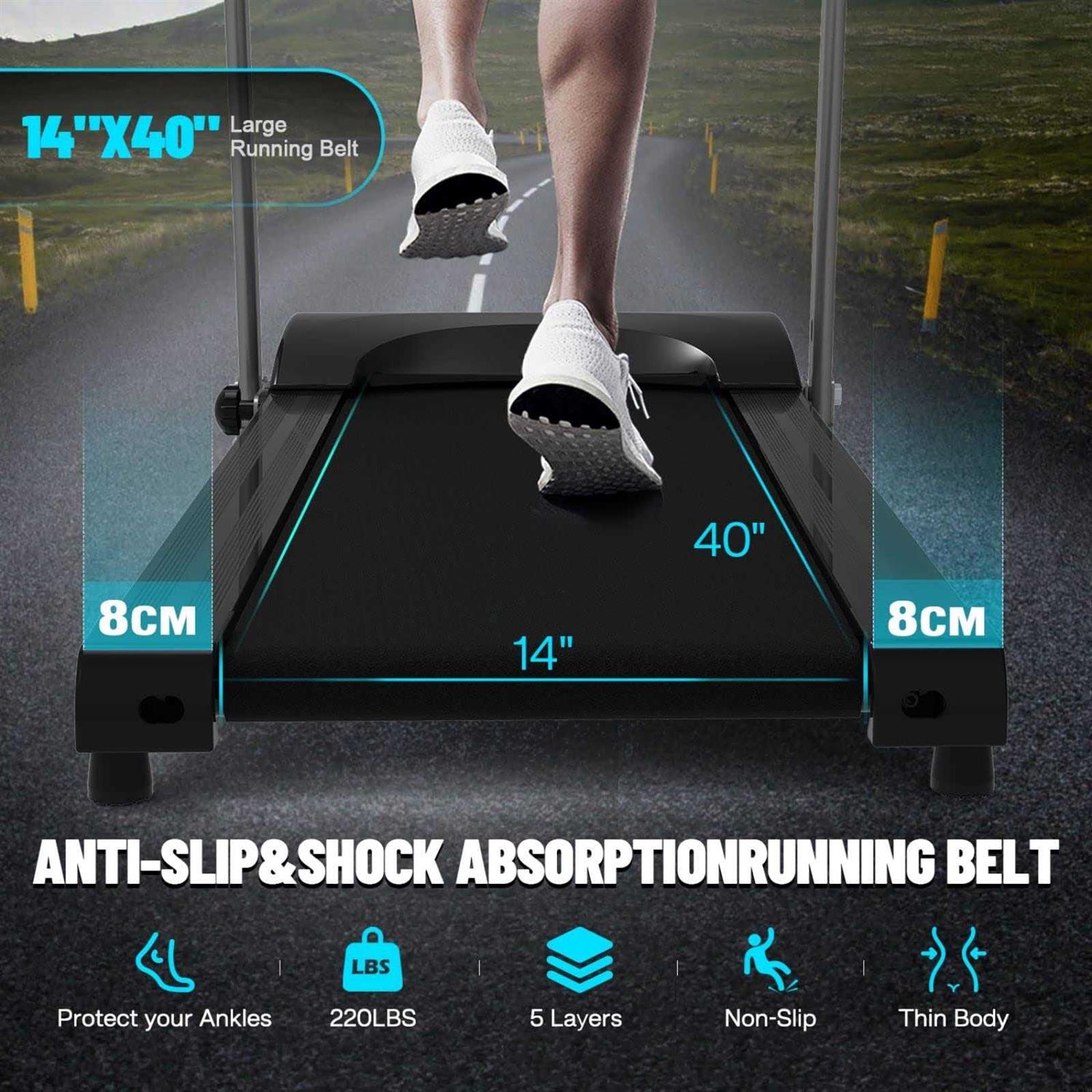 Home Foldable Treadmill with Incline, Folding Treadmill for Home Workout, Electric Walking Treadmill Machine 15 Preset or Adjustable Programs 250 LB - Sports Supplies Online Store