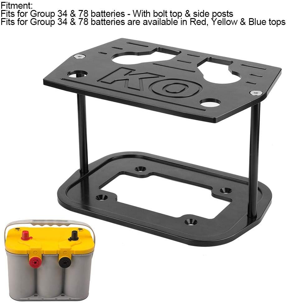 Yctze Stainless Steel Battery Tray Hold Down for Optima 34/78 Battery Red Yellow Top(Black) optima battery hold down,34/78 battery tray,red top battery holder,optima battery tray 75/25,chrome optima