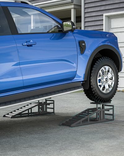 Hydraulic Car Ramps, 4-Position Adjustment, 5T 11000lbs Low Profile Car Lift Service Ramps Truck Trailer Garage,Height Hydraulic Vehicle Ramps, Lift Height 11.61-16.21 inches