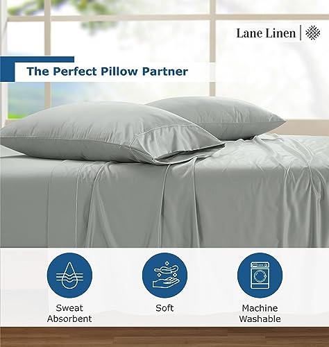 Lane Line 100% Egyptian Cotton Queen Sheet Set - 1500 TC, 4 PCs - Luxury Sateen Cotton White Bed Sheets Set - Hotel White Sheets Queen Set - 15" Deep Pocket Queen Sheets Set - White Queen Sheets