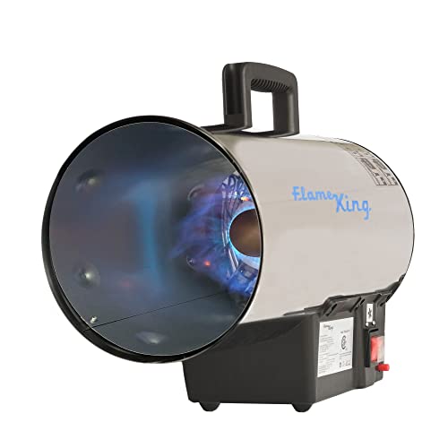 Flame King 60,000 BTU Portable Propane Forced Air Heater Outdoor Great for Jobsite, Construction, Garage, Patio, Stainless Steel