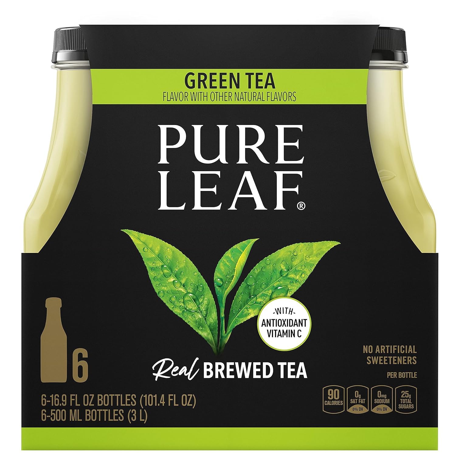 Generic Pure.Leaf Variety Pack - 6 Flavors - 16.9 Fl Oz 6 Bottles - Pack of 36 - Peach, Raspberry, Lemon, Extra Sweet, Unsweetened and Green Tea