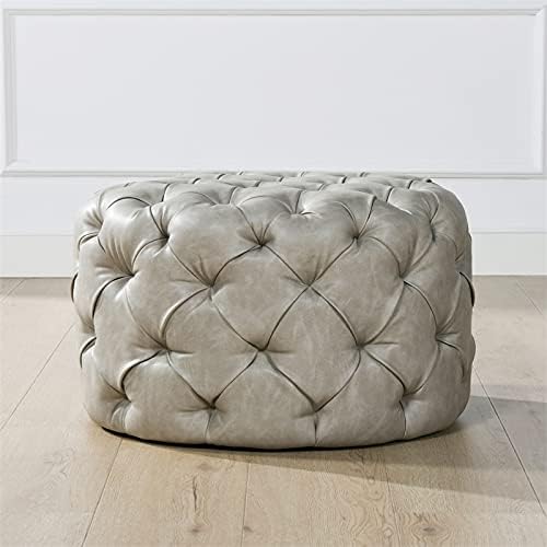 Jennifer Taylor Home Ace Round Tufted Accent Ottoman Warm Gray