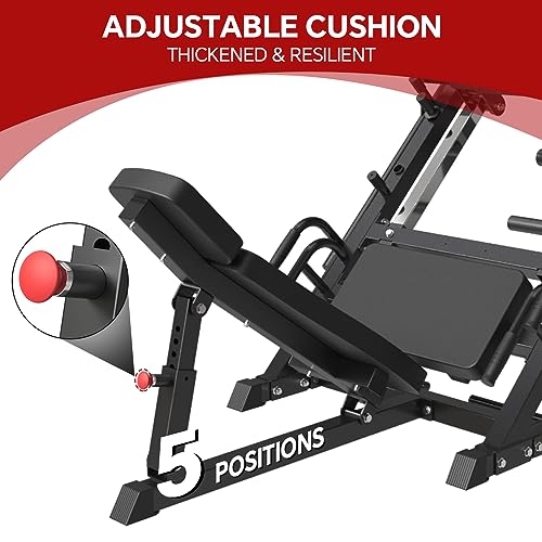 SPART Leg Press Machine with Calf Block, Professional Adjustable Leg Machine with Resistance Band Pegs and Plate Storages, Heavy Duty Workout Equipment for Leg Strength Training Home Gym