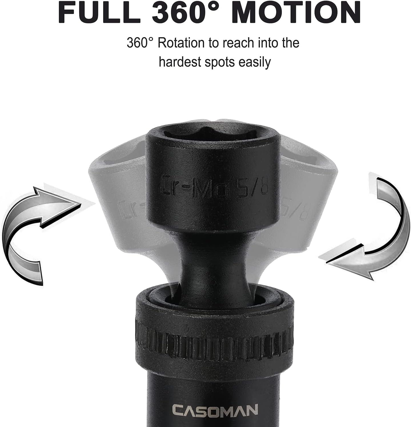 CASOMAN 15 PCS 3/8" Drive Shallow Universal Impact Socket Set, 6 Point, Metric,8-22mm