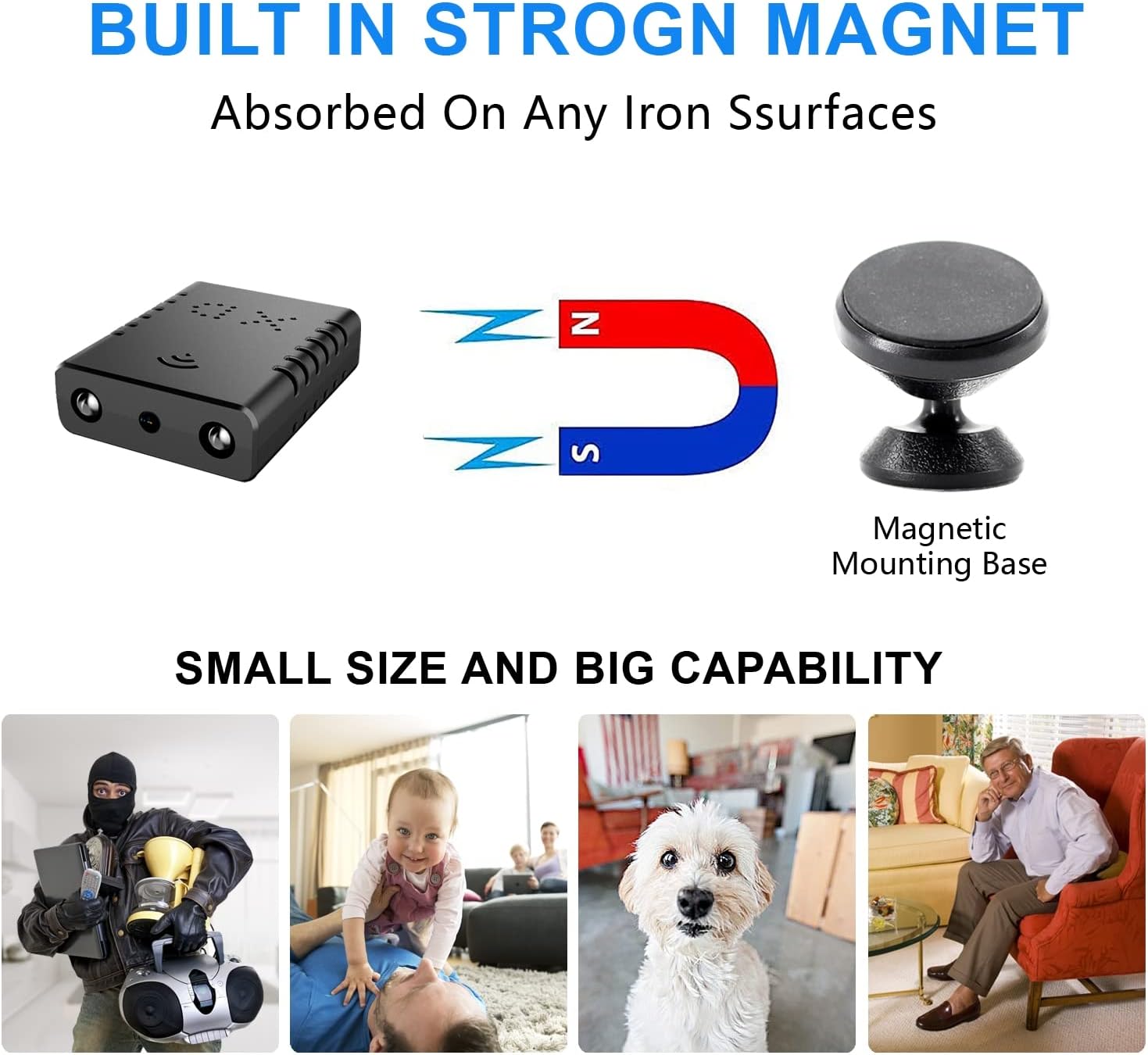 Smallest Spy WiFi Camera,HD1080P Wireless Remote Camera,Portable Wireless IP Camera, Nanny Cam,Baby Monitor with Night Vision,Motion Detection, Cloud Storage,Remote Viewing for iOS Android Phone APP Pack of 2