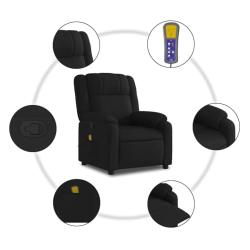 Massage Recliner Chair Black Fabric,Massage Recliner Chair with 6Point Vibration Massage for Ultimate Comfort and Relaxation Living Room Armchairs, Recliners & Sleeper Chairs