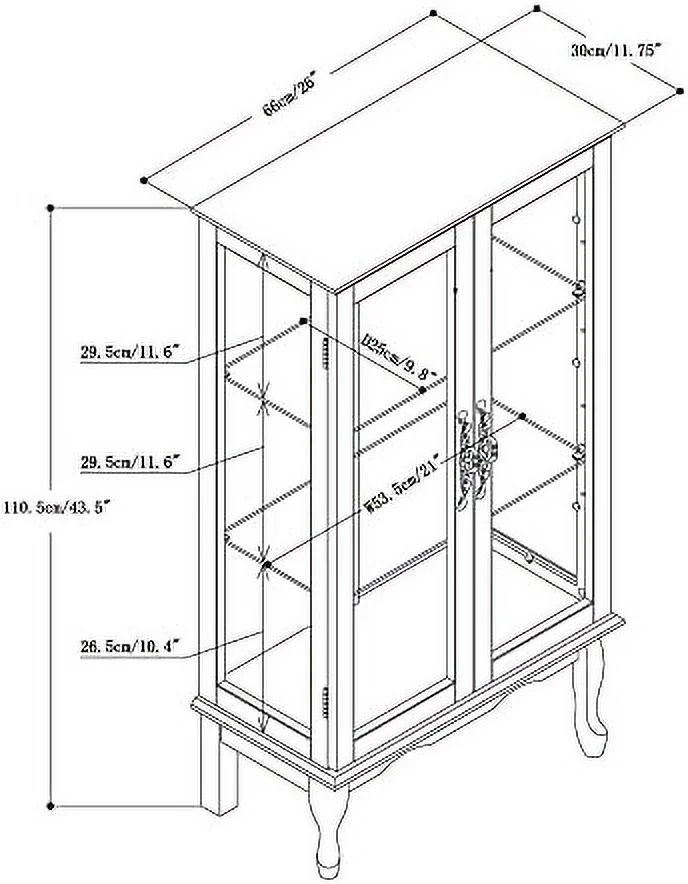 KHBIULIFE 3- Lighted Curio Glass Display Case with 2 Doors Wooden Shelving Unit Cabinet with Adjustable Shelves and Mirrored Back Panel for Living Room Office Bedroom (Oak - Bulbs not Inc
