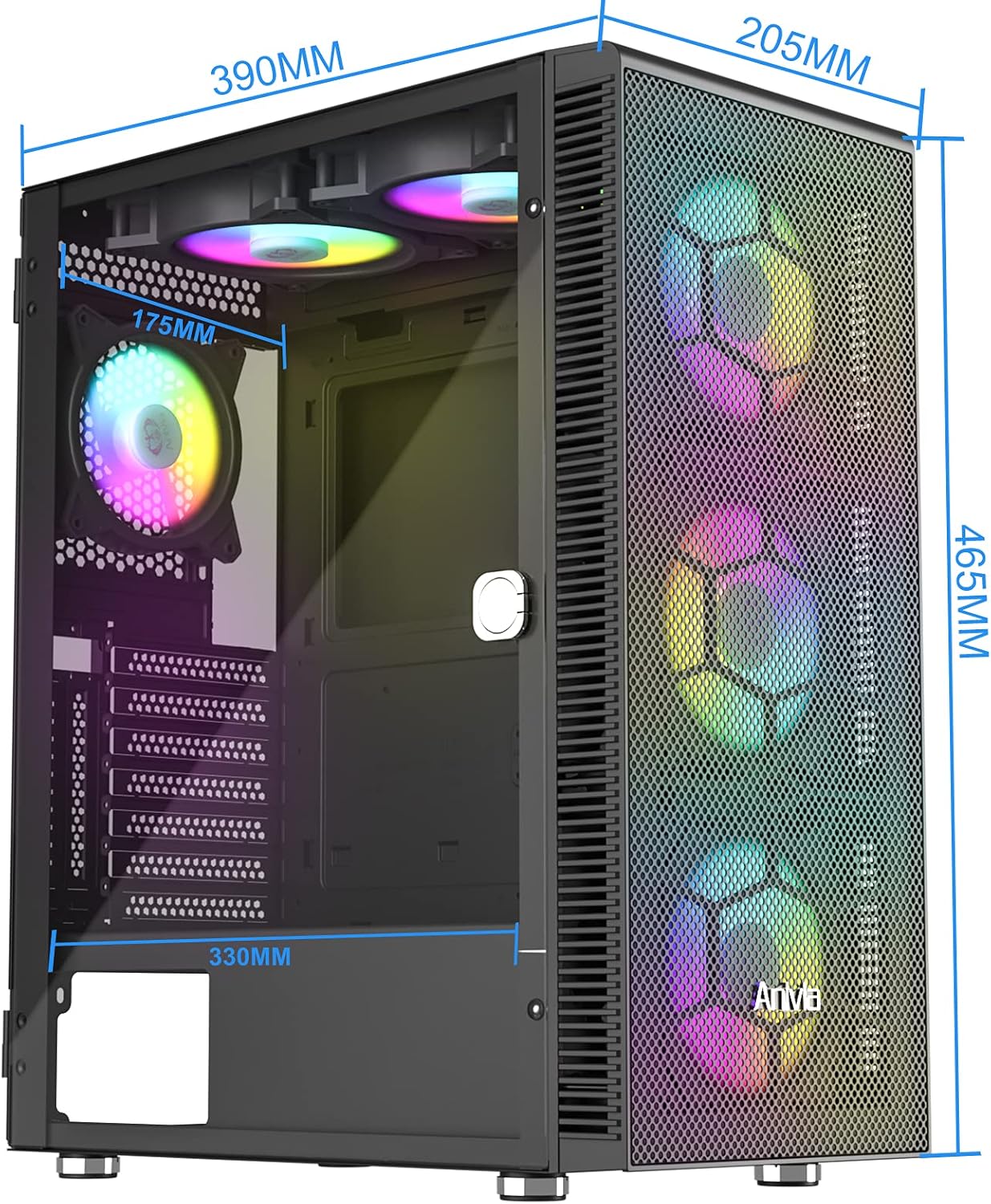 ATX Mid-Tower PC Gaming Case with Magnetic Design Dust Filter Pre-Installed 6 x 140mm Fans Glass Side Panel Cable Management System Airflow Computer Chassis