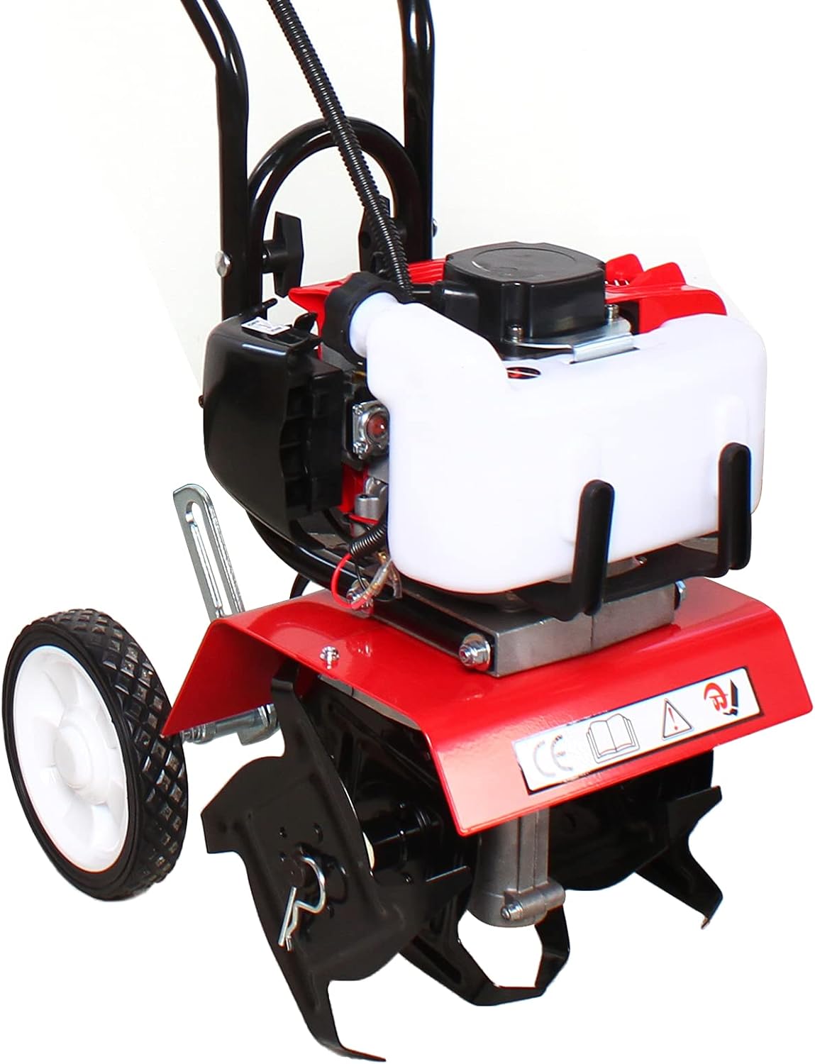 Gas Mini Tiller Cultivator, 52cc 2-Stroke Garden Cultivator, Tillers and Cultivators Gas Powered, Gas Rototiller, 6500rpm Cdi Tilling Tool with 2 Wheels, Tiller for Gardening